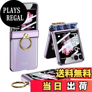 �y���������zGalaxy Z Flip5 �N���A �P�[�X �q���W�ی� Samsung �M�����N�V�[Z �t���b�v5 �p �J�o�[ �����O�t�� �X�^���h�@�\ Uovon �X�}�z�P�[�X �w�ʂɕی�t�B�����t�� �X�g���b�v���t�� ���b�L 