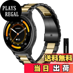 �y���������z[KeeFos] 22mm �o���h Garmin Venu 4 45mm/Venu 3 45mm/2/Forerunner 570 47mm/265/255/Vivoactive 4/Active�Ή� �����x���g���� �X�e�����X �����ȒP �����������t�� �����o���h �F�F�u���b�N/�S�[���h�A
