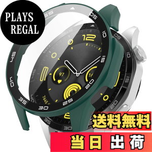 �y���������zBUITFOU HUAWEI WATCH GT 4 �J�o�[ �P�[�X �����^ PC+�K���X�f�� ��̌^ �S�ʕی� �����ȒP �ϏՌ� �����ߗ� �w��h�~ ���h�~�i�u���b�N�j �F�F�O���[��