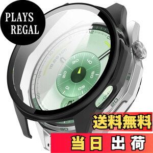�y���������zBUITFOU For HUAWEI WATCH GT 6 46mm �J�o�[ HUAWEI(�t�@�[�E�F�C) WATCH GT 6 46mm �P�[�X �Ή� �����^ PC+�K���X�f�� ��̌^ �S�ʕی� �����^ �����ȒP �ϏՌ� �����ߗ� �w��h�~ ���h�~ �F�F�u��