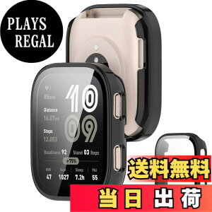 �y���������zJXRICH �Ή� Amazfit Bip 6 �P�[�X �Ή� 46mm �y�� PC+�����K���X amazfit bip 6 �p �ی�J�o�[ �����x �����ȒP �ϏՌ� �S�ʕی� Amazfit Bip 6 �J�o�[ 46mm �Ή� (�u���b�N) �F�F�u���b�N�A�T�C�Y