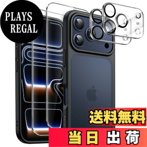 �y���������zJETech 5 in 1 iPhone 17/Air/17 Pro/17 Pro Max�p �}�b�g�P�[�X 2�������K���X�t�B����+2���J���������Y�t�B�����t�� �������w�� �ϏՌ��X�}�z�J�o�[ �F�F�u���b�N�A�T�C�Y�FiPhone 17 Pro
