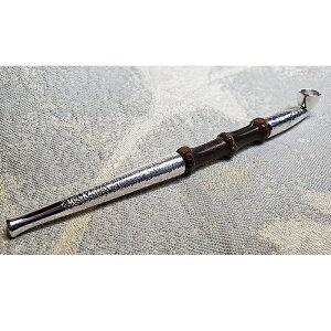 喫煙具・きせる本体 【受注生産】 茂作煙管 蒼竜 純銀黒根竹煙管 六寸 皿の内径:約9ミリ