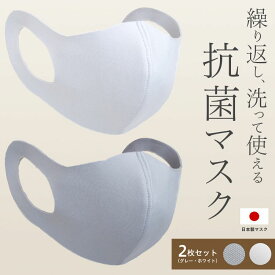 布マスク 日本製 マスク 洗える 抗菌 2枚入 ホワイト グレー 吸湿速乾 UVカット 日本 国内発送 抗ウィルス 花粉 飛沫防止 フリーサイズ エアロシルバー AG