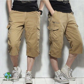 クロップドパンツ カーゴパンツ ハーフパンツ メンズ カーゴ ミリタリー クロップド 半ズボン 七分丈 膝下 7分丈 ストリート カジュアル 父の日