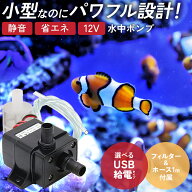 【1位受賞】水中ポンプ 小型 12V USB給電 揚程3m 水槽ポンプ ダイヤフラムポンプ フィルター ホース付き …