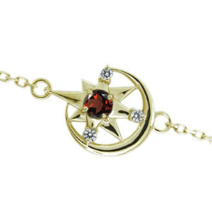 楽天市場】月 星 ブレスレット ガーネット アンクレット 人気 K18  