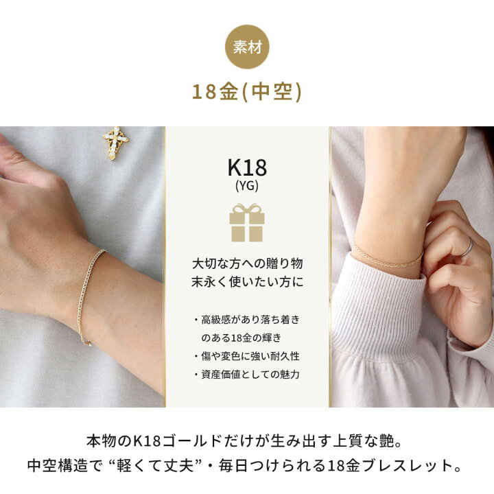 楽天市場】18金 ブレスレット メンズ 18k 細い 喜平 k18 ゴールド 