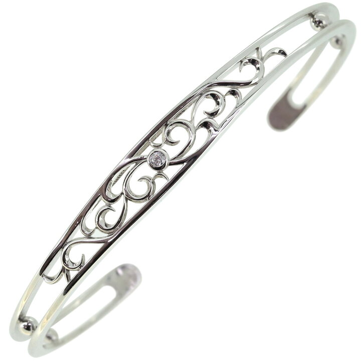 楽天市場 メンズ シルバー バングル 太め 透かし 誕生石 4月 ダイヤモンド ブレスレット Plejour プレジュール