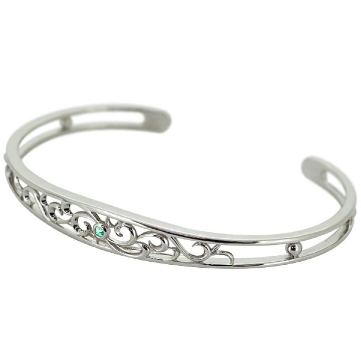 楽天市場 バングル ゴールド メンズ 18k 透かし ブレスレット エメラルド トライバル 男性 Plejour プレジュール