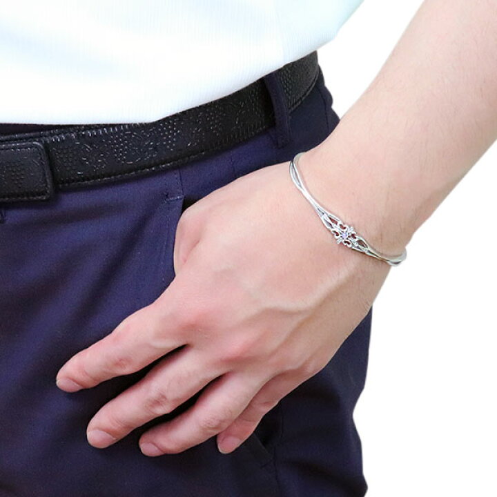 楽天市場 18金 ブレスレット メンズ バングル 18k ゴールド クロス 人気 タンザナイト 透かし Plejour プレジュール