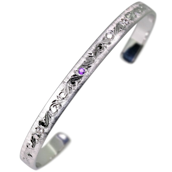 楽天市場】シルバー バングル レディース アメジスト 誕生石 2月 唐草 