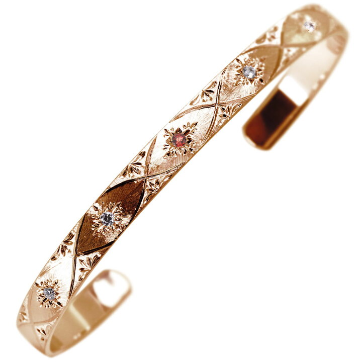 楽天市場】バングル ゴールド 18k 18金 レディース ガーネット  
