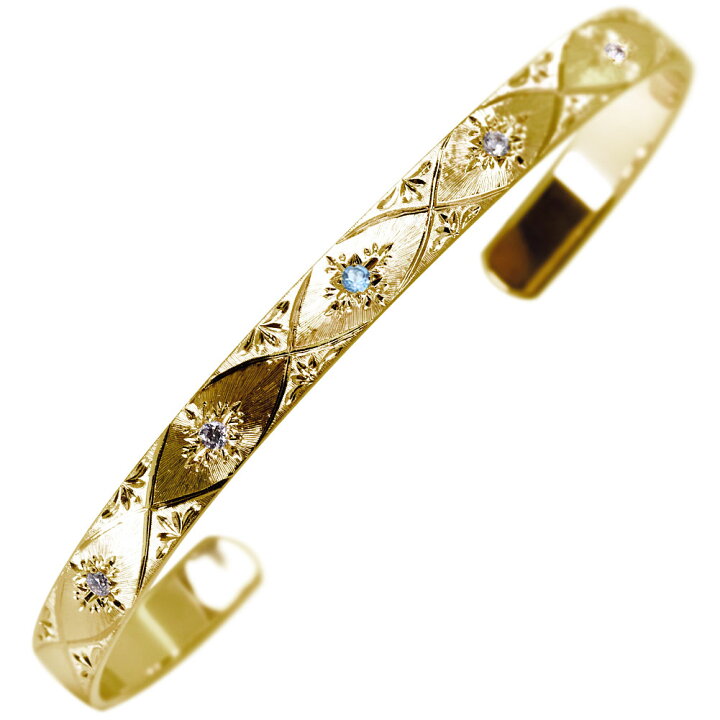楽天市場】バングル ゴールド 18k 18金 レディース ブルートパーズ 