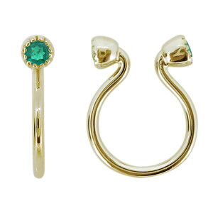 フープピアス 18k イヤリング おしゃれ ノンホールピアス シンプル エメラルド イヤーカフ earring