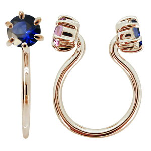 イヤリング おしゃれ イヤーカフ シンプル レディース K10 ノンホールピアス サファイア 片耳 リバーシブル 母の日 2024