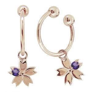 イヤーカフ 10k 桜 イヤリング おしゃれ フープイヤリング 桜モチーフ ピンク イエロー アメジスト 両耳