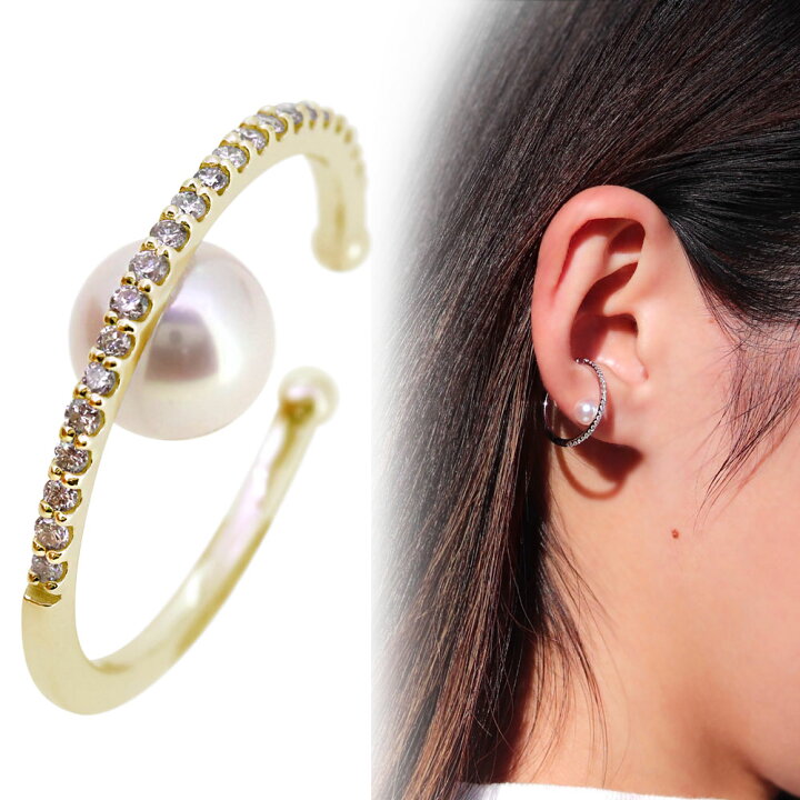 楽天市場】イヤーカフ パール 片耳用 ダイヤモンド イヤカフ 18k 18金 