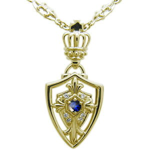 メンズ ネックレス クロス ネックレス 10金 サファイア ネックレス 父の日 2024