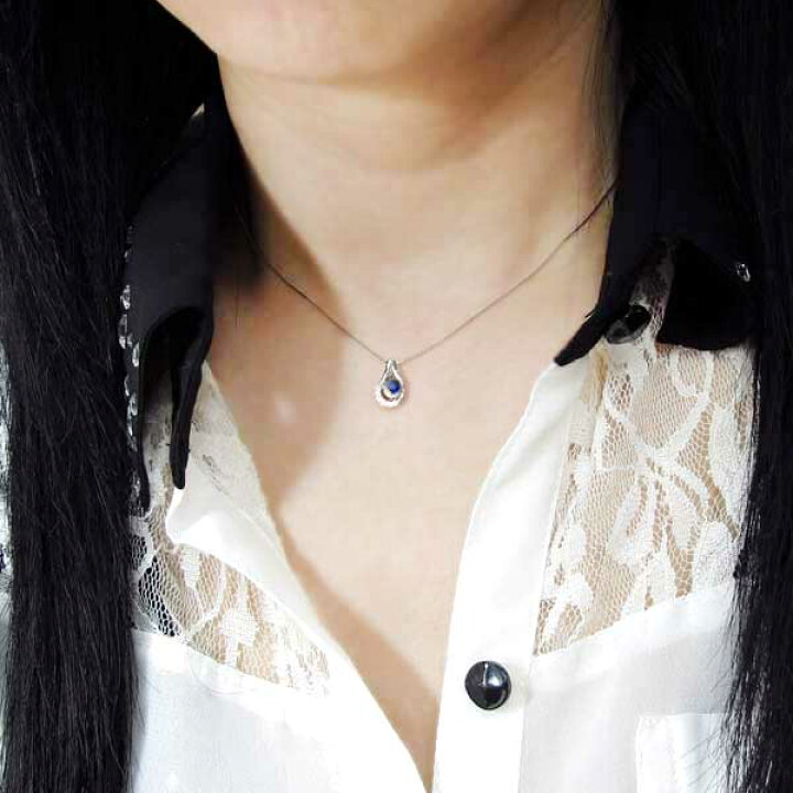 楽天市場】サファイア アンティーク 雫ネックレス つゆ ペンダント K18  