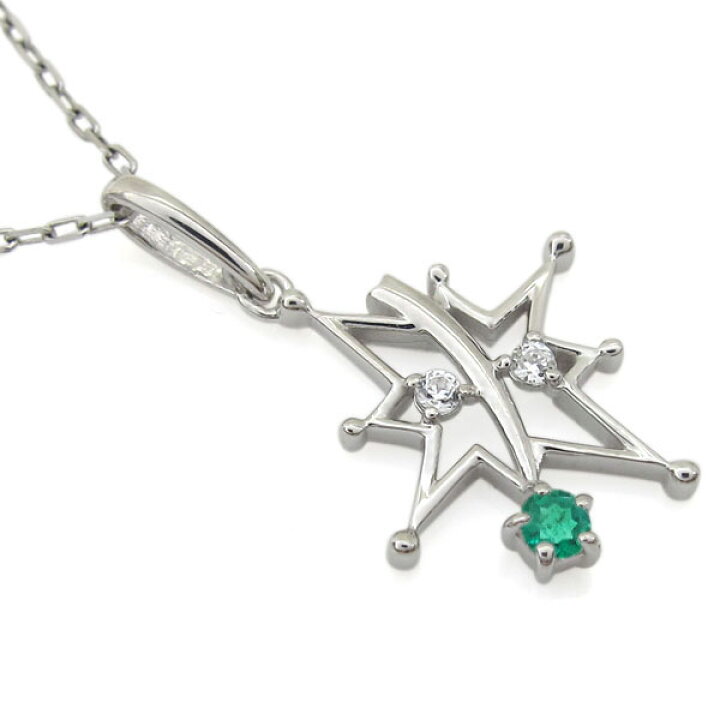 楽天市場】シルバーアクセサリー 星 宇宙 ネックレス エメラルド 