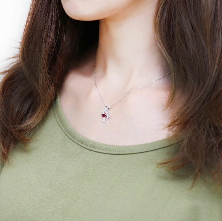 楽天市場】ルビーネックレス リボンモチーフ レディース 18金  