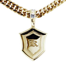 18金 ネックレス シールド 盾 メンズ ダイヤモンド イニシャル 喜平 k18 父の日 2024