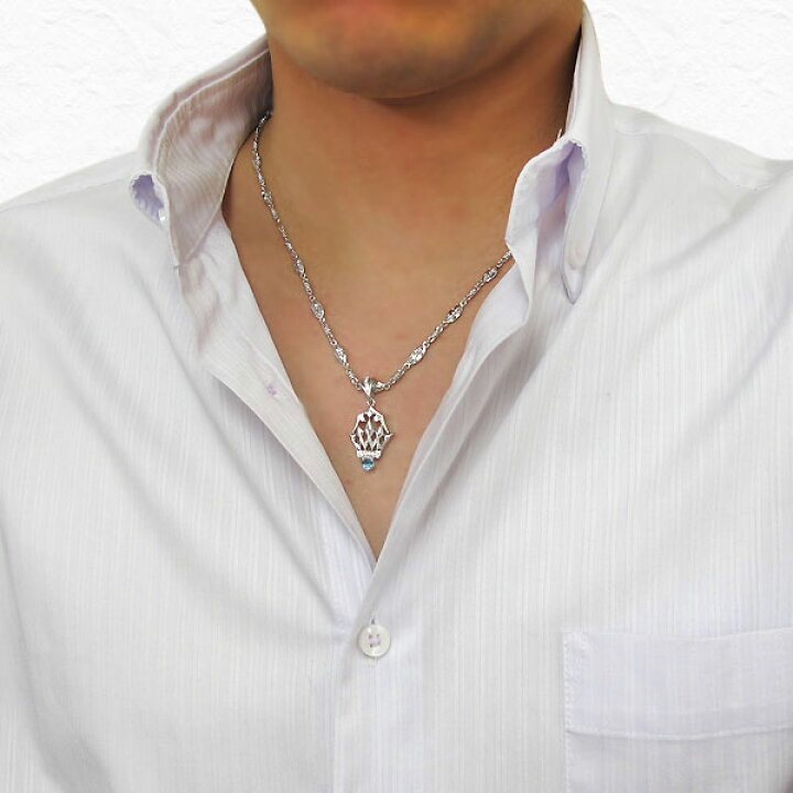 楽天市場 クラウン ネックレス メンズ ブルートパーズ 11月誕生石 10金 ペンダント 代 30代 Plejour プレジュール