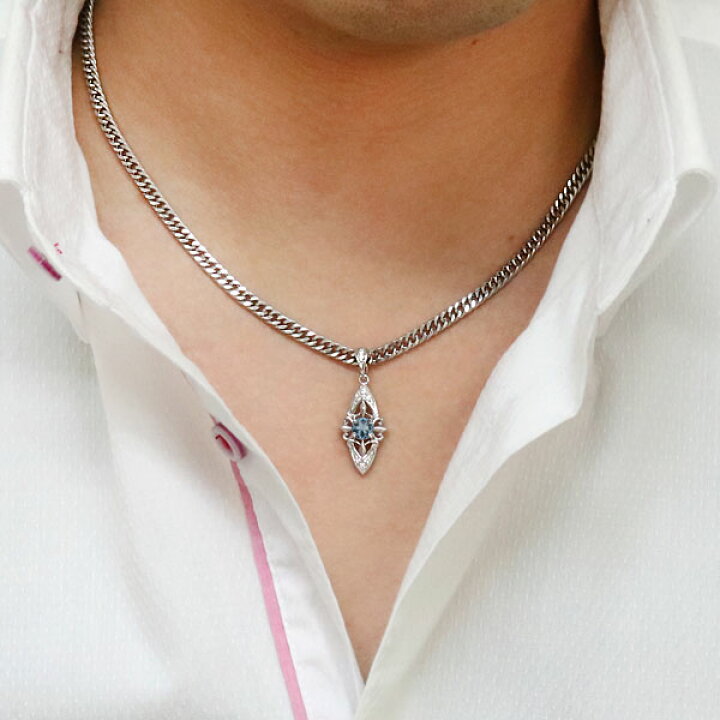 楽天市場】ネックレス メンズ 18金 K18 アクアマリンサンタマリア 喜平 