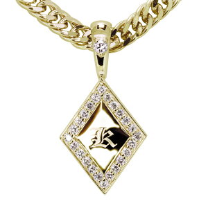 18金 ネックレス メンズ 18k 喜平 イニシャルペンダント ダイヤモンド シルバー喜平チェーン シンプル K18 ゴールド ひし形 刻印無料 アルファベット 誕生石 男性 ダイヤモンドネックレス かっ