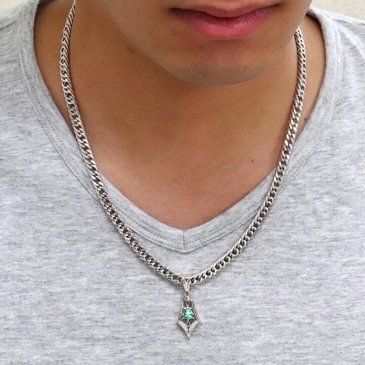 楽天市場 プラチナ ネックレス メンズ 喜平 キヘイ エメラルド 5月誕生石 ペンダント Plejour プレジュール