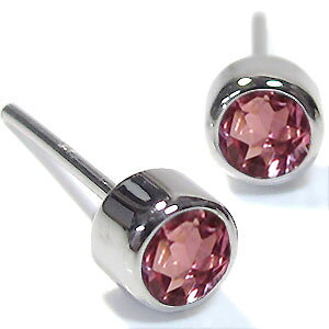 ピンクトルマリンピアス・一粒・メンズ・シンプル・ピアス・K10 父の日 2023