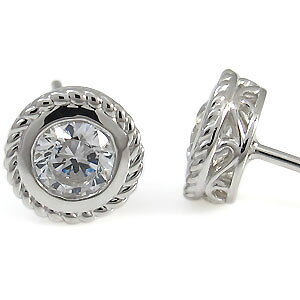 鑑定書付・ダイヤモンド(VSクラス)・メンズピアス・一粒・プラチナ・唐草・ピアス 父の日 2024