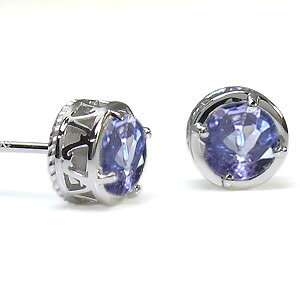 タンザナイト ピアス 12月誕生石 K18 一粒 タンザナイトピアス 唐草