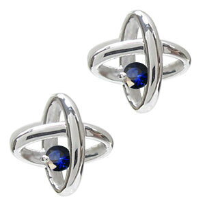 宇宙 ピアス サファイア 一粒 K18 ピアス