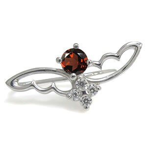 プラチナ ガーネット イヤーカフ ピアス フェザー ピアス