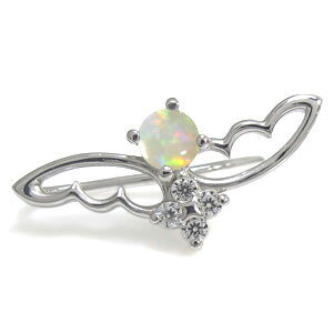 【送料無料オパール イヤーカフ ピアス K10 羽 フェザー ピアス