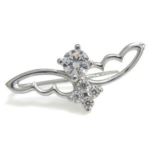 プラチナ ダイヤモンド イヤーカフ ピアス フェザー ピアス