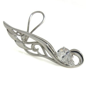 プラチナ キュービックジルコニア イヤーカフ フェザー 白鳥 レディース ピアス 大ぶり オーバル 天然石 華やか 片耳用