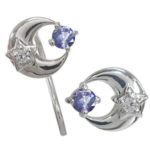 月・星・タンザナイト・ピアス・10金・キャッチ不要