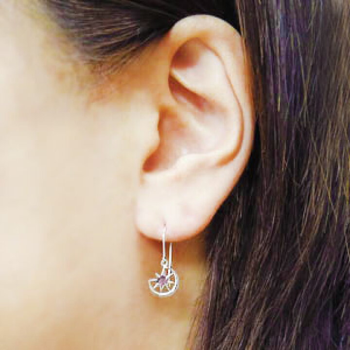 楽天市場】フックピアス・月・星・モチーフ・ピアス・K10・ピンク 