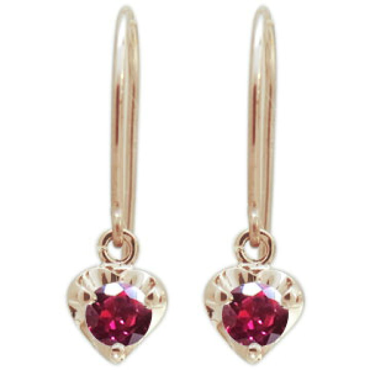 楽天市場】フックピアス ルビー 一粒 ピアス K18 ピアス : PLEJOUR  