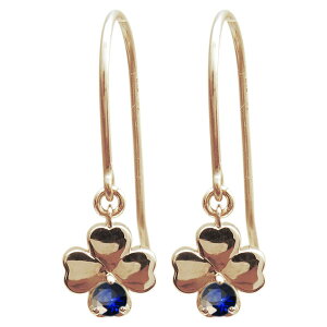 サファイアピアス クローバーピアス よつば 揺れる フックピアス K10