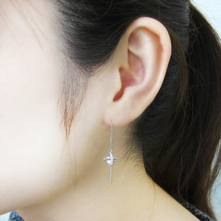 楽天市場】惑星 星 ピアス ダイヤモンド ロングピアス K18  