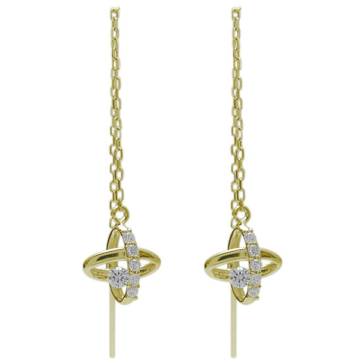 楽天市場】惑星 星 ピアス ダイヤモンド ロングピアス K18  