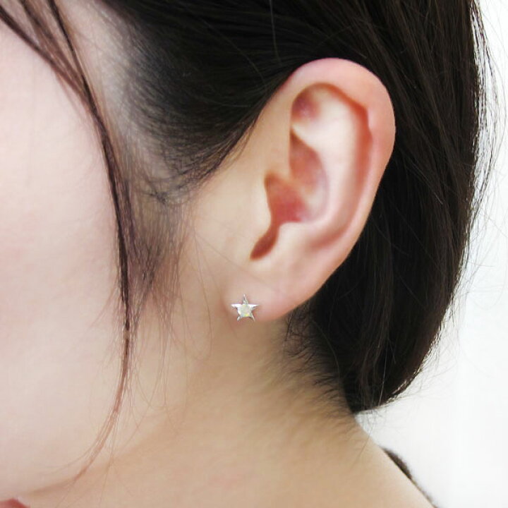 楽天市場 プラチナ スターピアス 星 オパールピアス メンズ 父の日 Plejour プレジュール