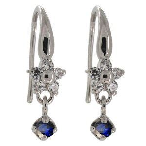 ピアス・レディース・サファイア・ゆれるピアス・プラチナ・花・フラワー プレゼント 母の日 2024