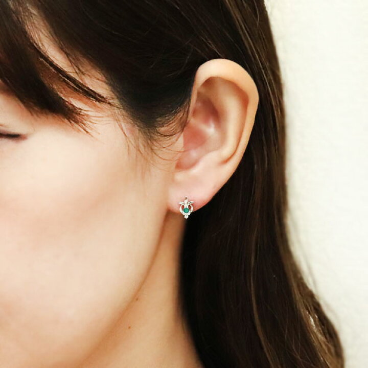 楽天市場】シルバー ピアス レディース 天然石 エメラルド スタッド 