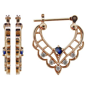 ピアス フープ レディース サファイア 20代 30代 40代 クロッシングピアス 10金 ハート 母の日 2023