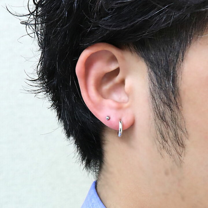 楽天市場 ピアス メンズ 人気 シンプル 18金 K18 片耳 フープピアス キャッチ不要 父の日 Plejour プレジュール